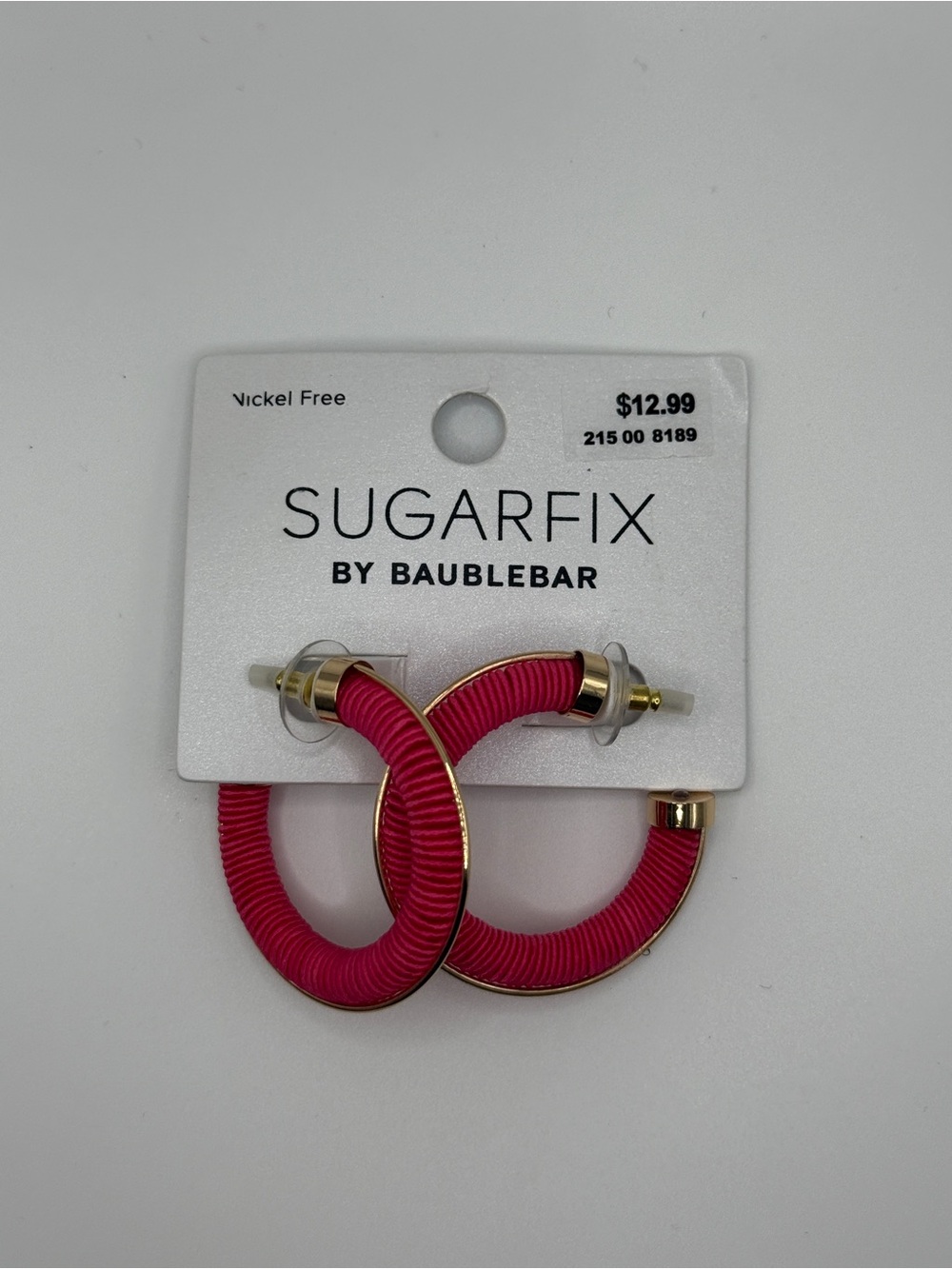 Sugarfix by BaubleBar Hot Pink Wrapped Hoop Earrings with Gold Trim